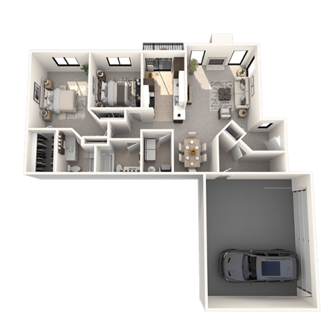 2 bedroom apartments in Novi, MI | Floor plan at River Oaks West Apartments in Novi, MI 48375